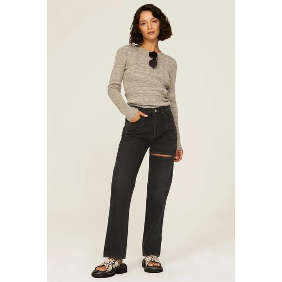 Agolde Lana Slice Straight Leg Jeans in Washed Black Size 26